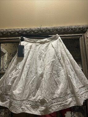 Kirkland delicates White Eyelet Circle Skirt with Lace Trim